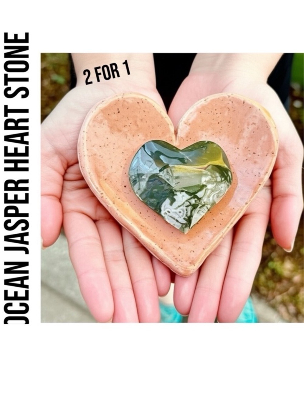 Ocean Jasper Heart ➕ Black Oak Pink Heart Ceramic Dish NWOT